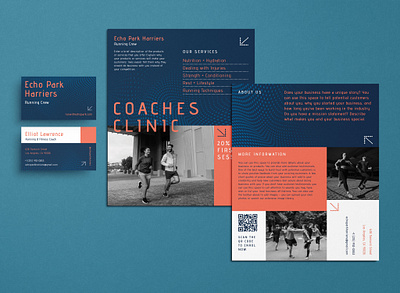 Running Club Brand Identity Set branding business card coaching exercise flyer marathon marketing runner running running club