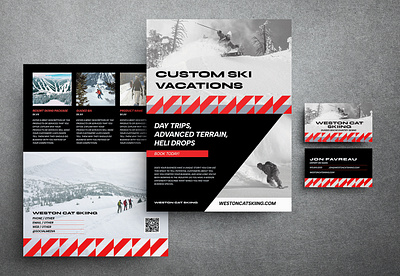 Winter Travel / Skiing Brand Identity Set branding business card flyer geometric marketing mountain skiing snow snowboarding winter winter sports