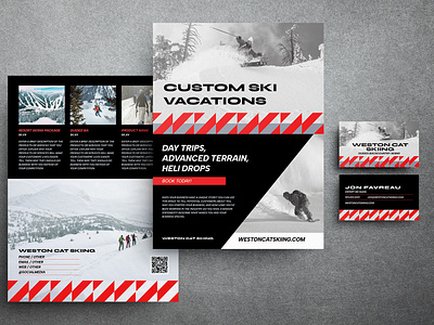 Winter Travel / Skiing Brand Identity Set branding business card flyer geometric marketing mountain skiing snow snowboarding winter winter sports