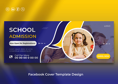 School admission Facebook Cover Design banner cover design facebook cover graphic design post social media template