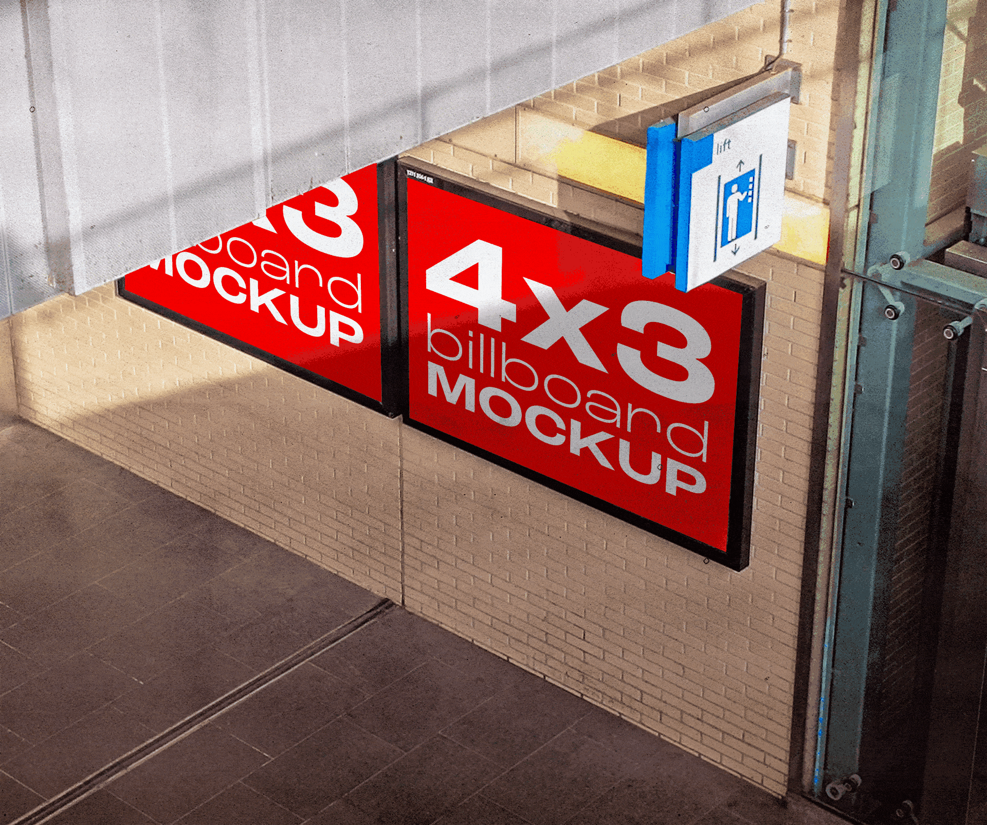 [FREE] 4X3 Street Billboard Mockup PSD ad billboard editable free freebie mockup photoshop psd street