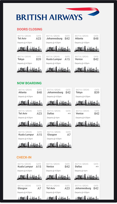 Airport Flight Status Display (2019) airplane airport branding design flight ui vector