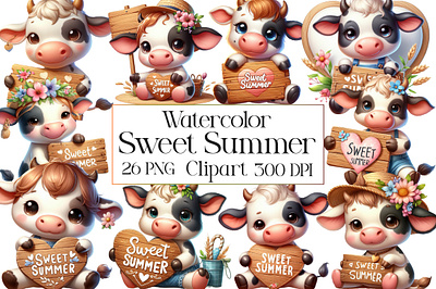 Watercolor Sweet Summer Clipart kids clipart