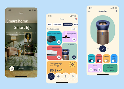 Homey - smart home app. design mobileapp smarthome smarthomeapp ui ux