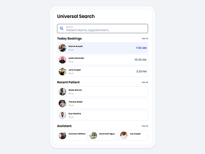 Quick Search Modal (Universal) appointment dashboard health minimal modal quick search search search pop up ui ui ux