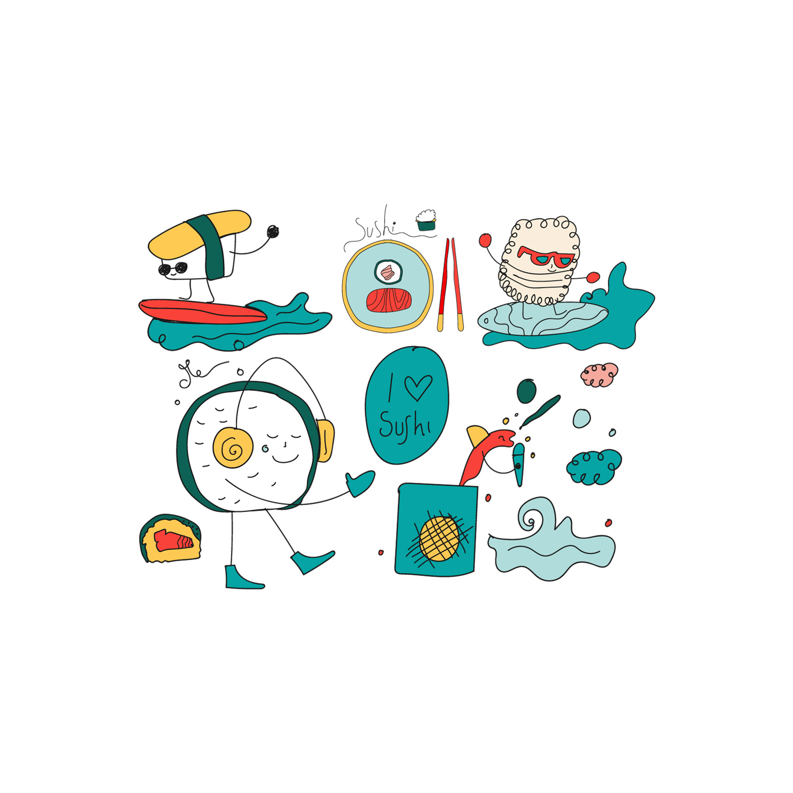 Sushi Art Illustration art flat food graphic design illustration vector