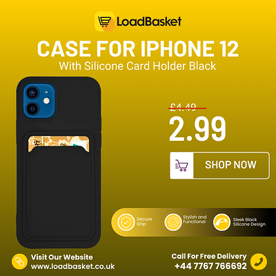 Case For iPhone 12 With Silicone Card Holder Black card holder case case for iphone 12 iphone iphone 12 case silicone case