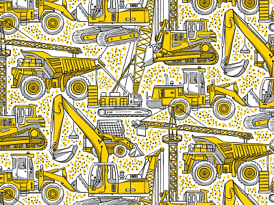Construction Vehicles Repeating Pattern apparel boys caterpillar construction fabric giftwrap illustration kids licensing repeating pattern surface design