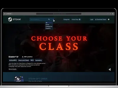 Steam Top Menu and Landing Page Redesign (Desktop + Mobile) daily ui challenge dailyui design designthinking game graphic design menu portfolio redesign steam ui uidesign uiux uix101 userexperience userinterface ux ux design