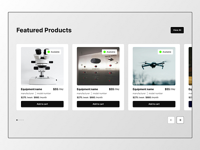 Equipment rental product carousel design design ecommerce product design saas ux ux design web design webflow
