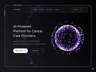 Triomix AI Motion Web Design ai animation artificial intelligence cancer care circle data design gleb inspiration landing page motion particles round sphere triomix ui ux visual design web website