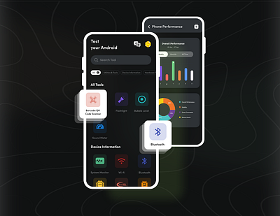 Mobile Testing App - Application Design aesthetic agency clean company creative dark dark mode dark theme design fun minimalist mobile mockup simple ui uiux website