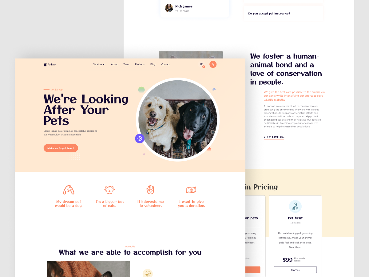 Animo Pets Website by UX Aliyan on Dribbble