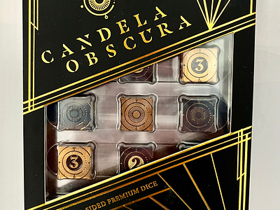 CANDELA OBSCURA PREMIUM DICE SET PACKAGING branding dice fun graphic design packaging premium