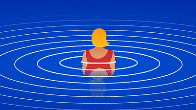 Ripples blue dip editorial illustration freelance illustrator grain illustration illustrator lake moment noise pond pondering ripples summer swim texture thinking travel vibes wild swimming