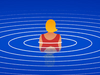 Ripples blue dip editorial illustration freelance illustrator grain illustration illustrator lake moment noise pond pondering ripples summer swim texture thinking travel vibes wild swimming
