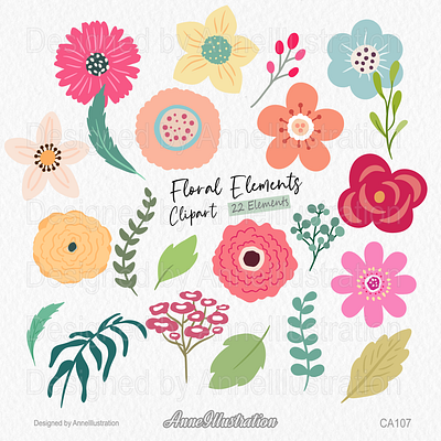 Floral Elements flower flowers garden graphic design rose singe flower spring vector wildlife flower