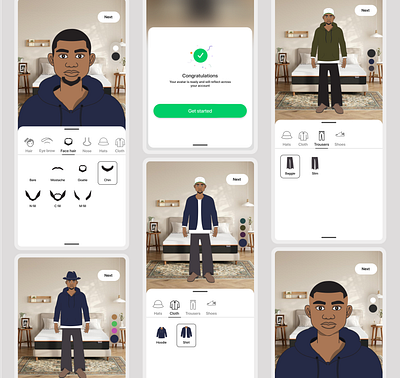 Avatar creation animation character design illustrations ui