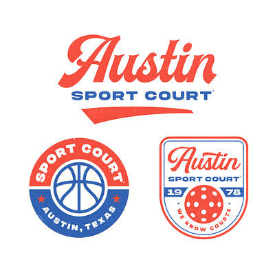 Sport Court of Austin Apparel Art austin badge basketball branding court illustration logo patch pickleball sport texas