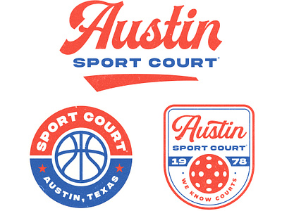 Sport Court of Austin Apparel Art austin badge basketball branding court illustration logo patch pickleball sport texas