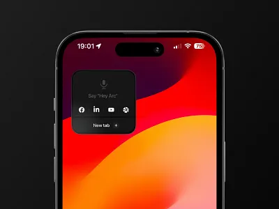 iOS widget for Arc browser aple arc black browser interface internet mobile ui voice helper widget