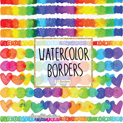 Watercolor Borders borders rainbow rainbow border vivid watercolor watercolor borders