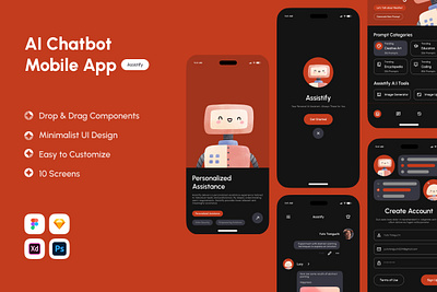 Assistify - AI Chatbot Mobile App application apps chatbot design mobileapp ui ux