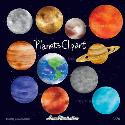 Planets Clipart earth galaxy mars moon outer space planet sun