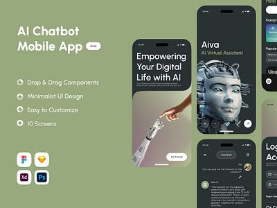 Aiva - AI Chatbot Mobile App application apps chatbot design mobile app ui ux