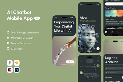 Aiva - AI Chatbot Mobile App application apps chatbot design mobile app ui ux