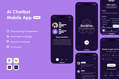 BotWhiz - AI Chatbot Mobile App application apps chatbot design mobile app ui ux