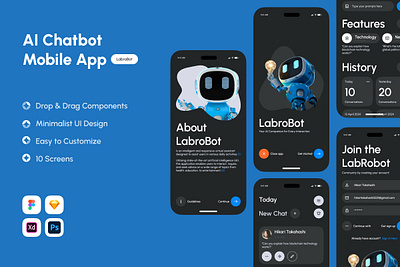 LabroBot - AI Chatbot Mobile App application apps chatbot design mobile app ui ux