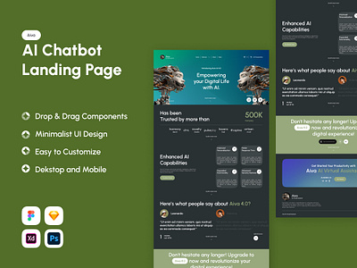 Aiva - AI Chatbot Landing Page V2 ai app assistance chatbot design landingpage ui ux website