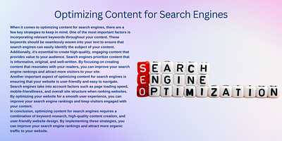 Optimizing Content for SEO banner design graphic design information learn seo teach