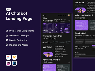 Whiz - AI Chatbot Landing Page V2 ai app assistance chatbot design landingpage ui ux website