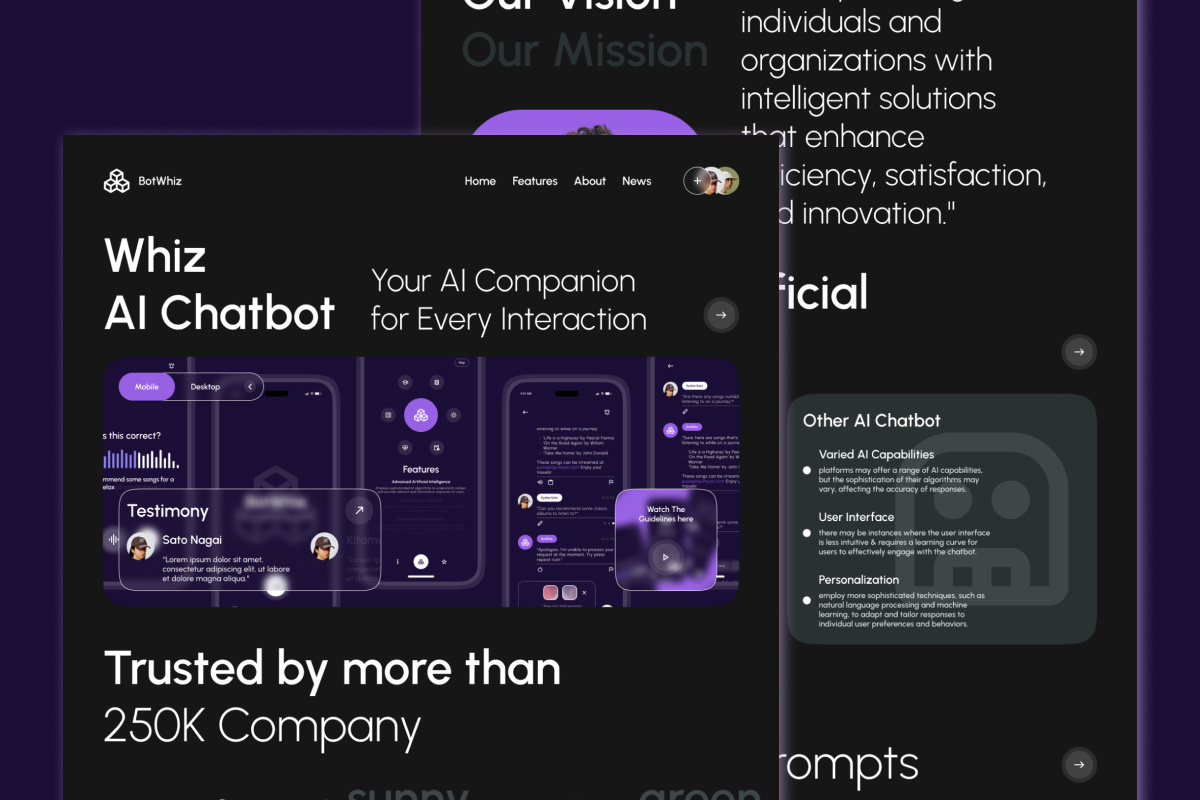 Whiz - AI Chatbot Landing Page V2 by Twin Studio Design on Dribbble