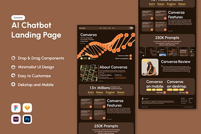 Conversa - AI Chatbot Landing Page V1 ai app application apps assistance chatbot design interface landing landingpage layout page ui user ux website