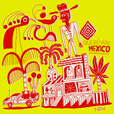 Mexico - folk handdrawn illustration mexico nate williams