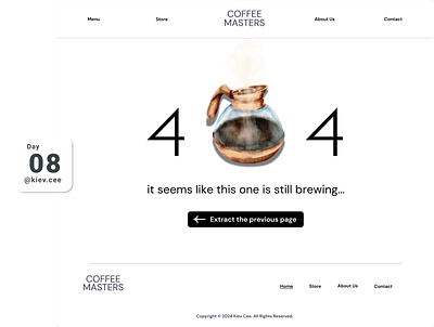 Day 08 UI Challenge: 404 Page 404 404 page app brew coffee daily challenge error illustration minimalist simple site page stuck ui ui design web design website white