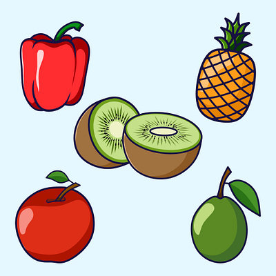 Fruit cartoon illustration design cartoon cute fruits fun graphic design icon illustration