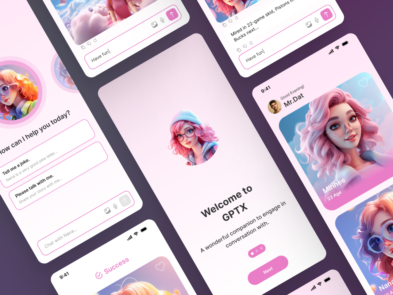 GPTX - Chatbot Messenger App UI Kit ai app chatbot chatgpt figma freebie friend girl gpt mobile uikit