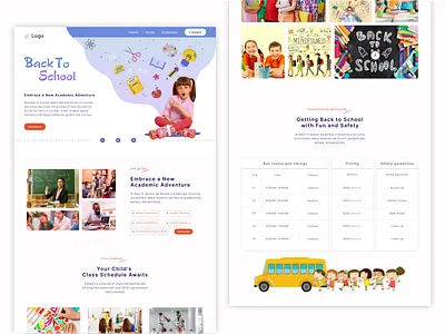 Back To School Website Design blog psd branding design illustration landing page logo psd template psd templates template ui