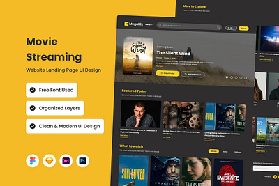 Megaflix - Movie Streaming Landing Page V1 design homepage layout ui ux website