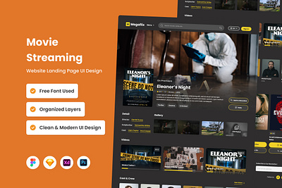 Megaflix - Movie Streaming Landing Page V2 design homepage layout ui ux website