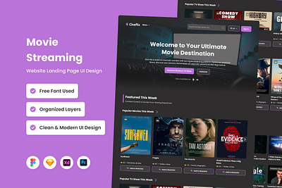 Cineflix - Movie Streaming Landing Page V1 design homepage layout ui ux website