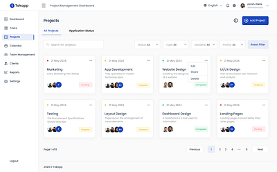 Project Management Dashboard admin template design project mangement template ui ui design user interface web design