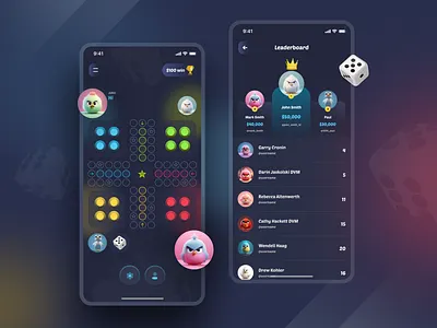 Game UI Designs dark design dark ui game concept game design game ui ludo lugo game mobile app ubrain ubrain studios ui