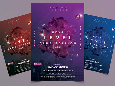 Next Level - Futuristic PSD Flyer clean flyer club flyer dj flyer dj party flyer edm party flyer event flyer event poster flyers futuristic flyer invitation party flyer party poster poster psd flyer template techno house flyer