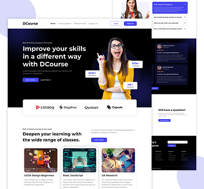 DCourse branding figma graphic design illustrator landing page ui