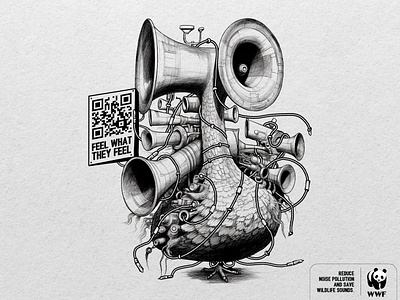 Feel what they feel! Bird ads blackandwhite creative creative campaign illustration ink noise pollution ooh print ads